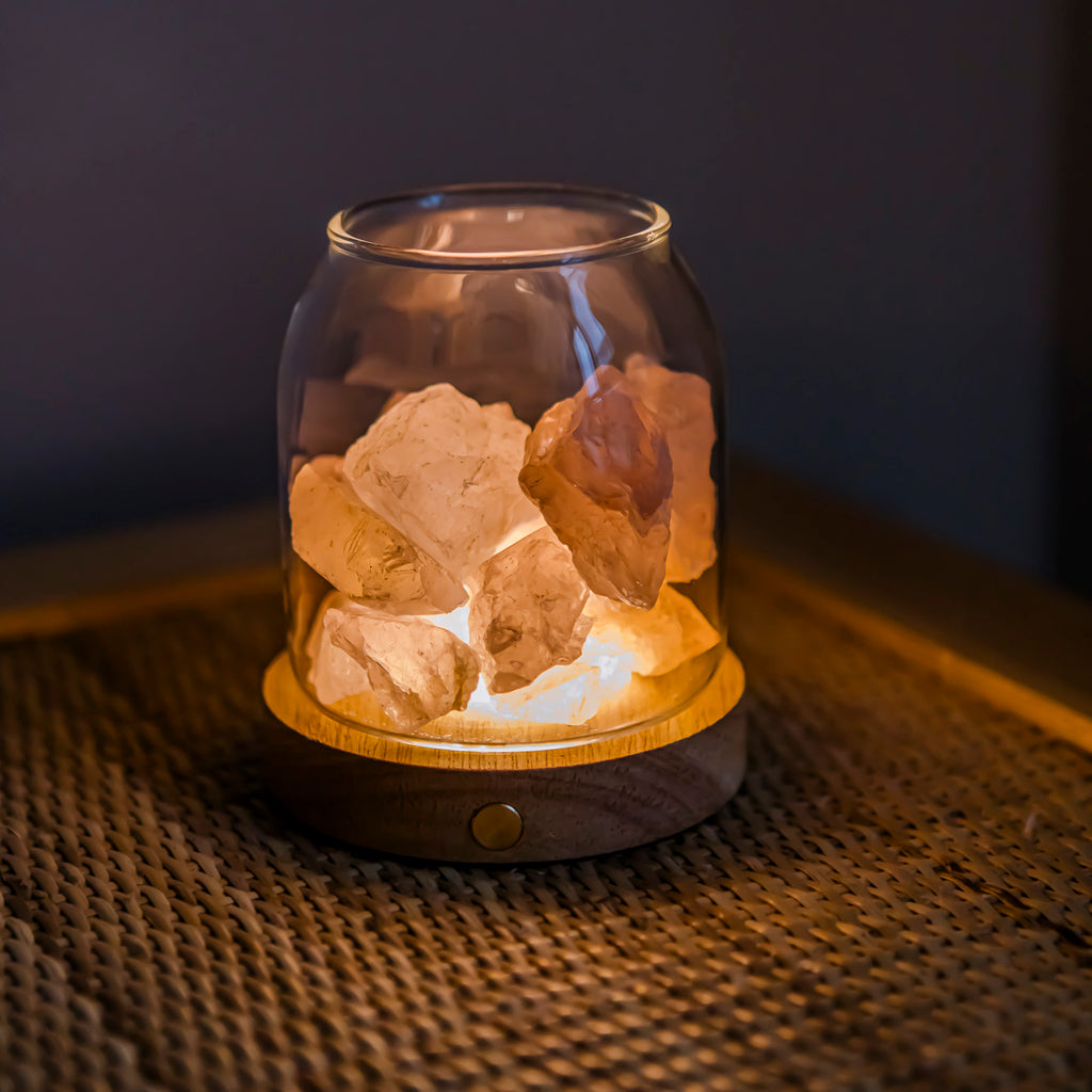 Crystal Light Diffuser with Cordless USB Wooden Base